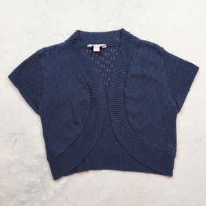 Glamorosa Indigo Blue Cap Sleeve Bolero Sweater Jacket Size 16/18